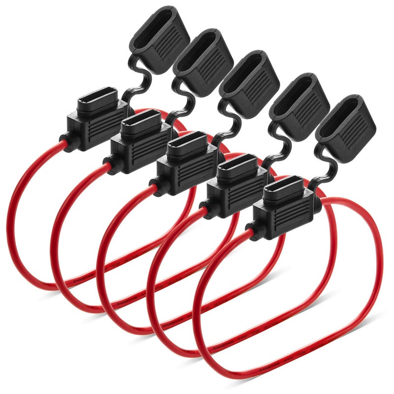 CHANZON [UL Wire] Chanzon 5Pcs 12awg Standard/ATC/ATO Fuse Holder Waterproof Inline Marine (Maxium 35A) for Blade Fuses Automotive Car Motorcycle - Image 1